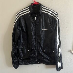 Early 2000s Adidas Men's Black track jacket size M